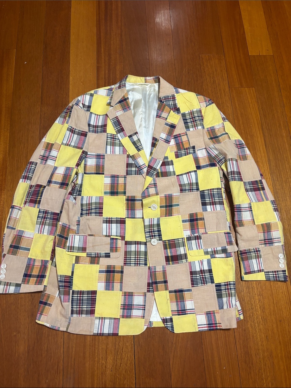 Varsity town, India madras patchwork jacket